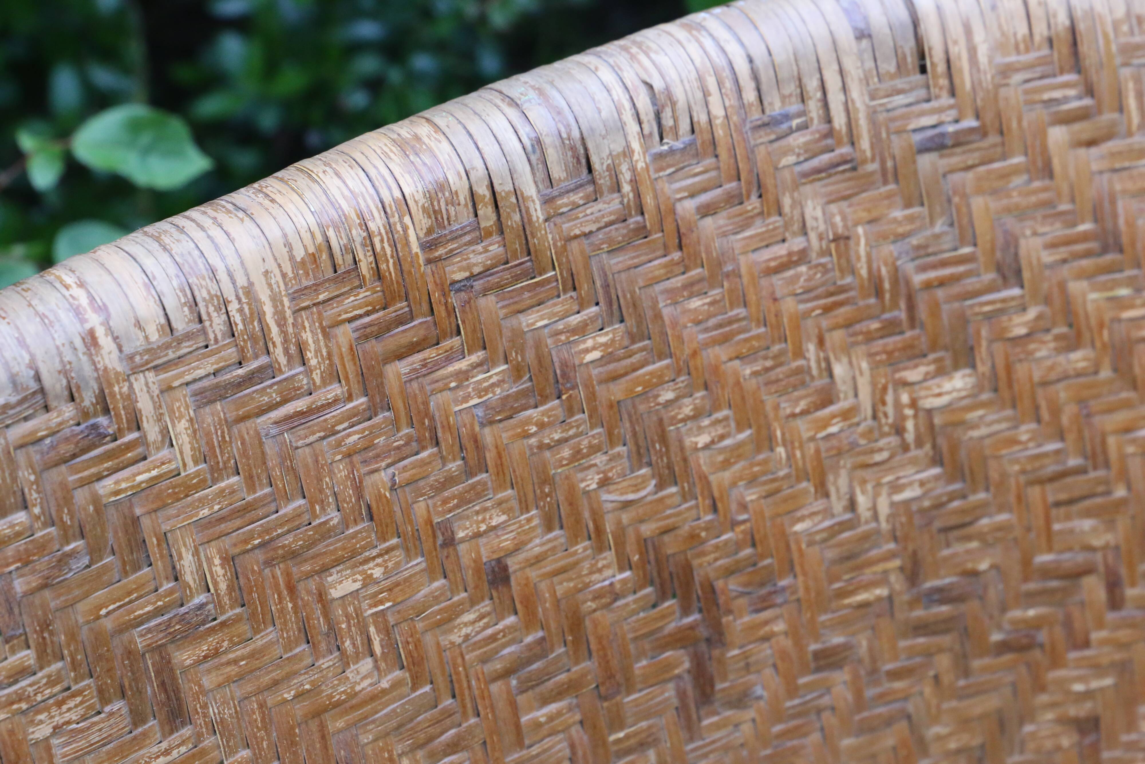 Rattan and wicker bench, vintage
