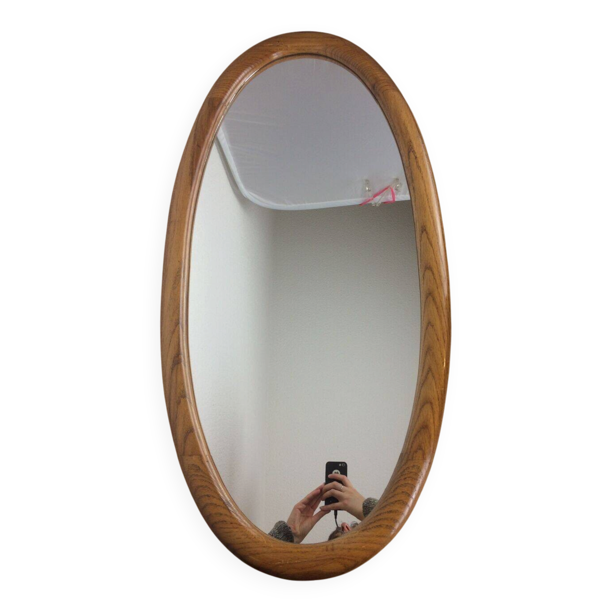 Miroir ovale cerclage bois massif 93 x 46 cm