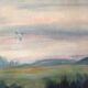 Grande peinture à l'huile vintage originale de paysage fluvial, vers 1960.