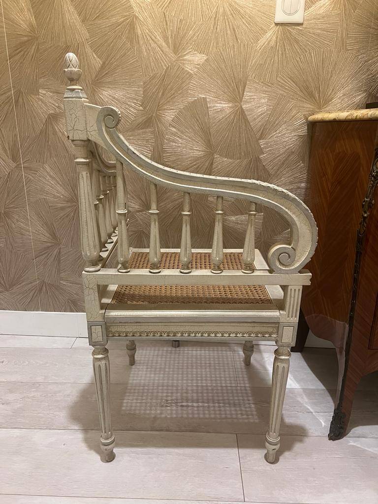 Louis XVI style wooden corner armchair