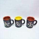 Three cups ceramic 50s André Baud
