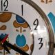 Vintage formica clock silent asymmetrical wall pendulum "Blue flowers"