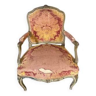 Queen's armchair Louis XV period 18th century decorated with flowers