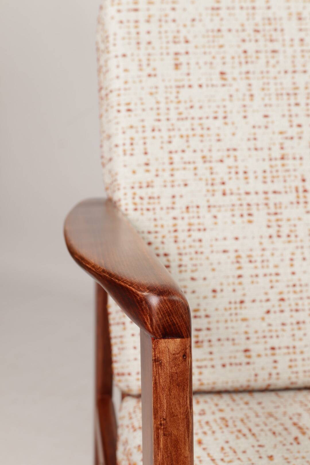 Scandinavian Vintage Armchair With Upholstery Bouclè Cushions Mid Century Design