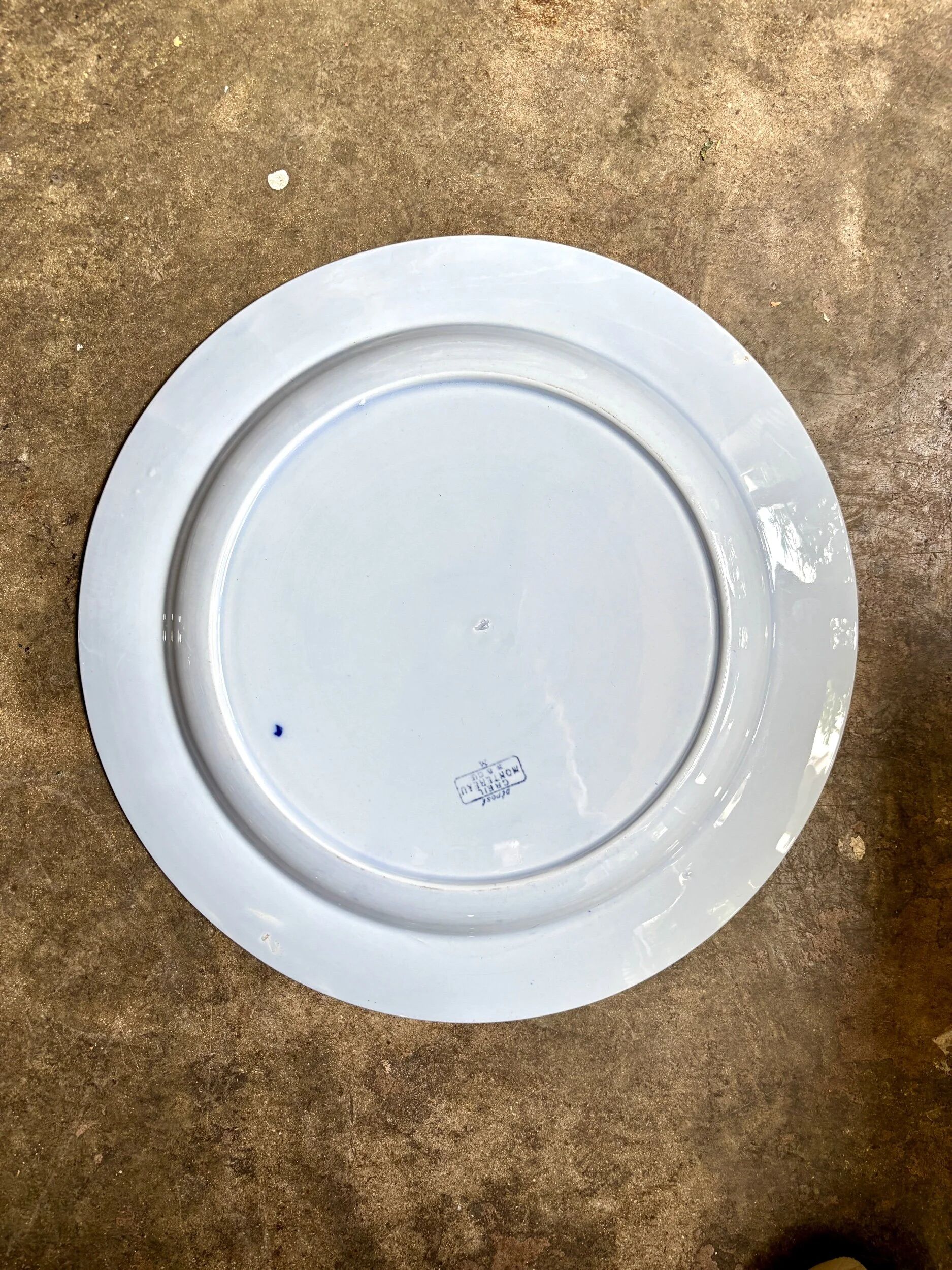 Large round dish Creil & Montereau in blue ironstone, "Japan" service