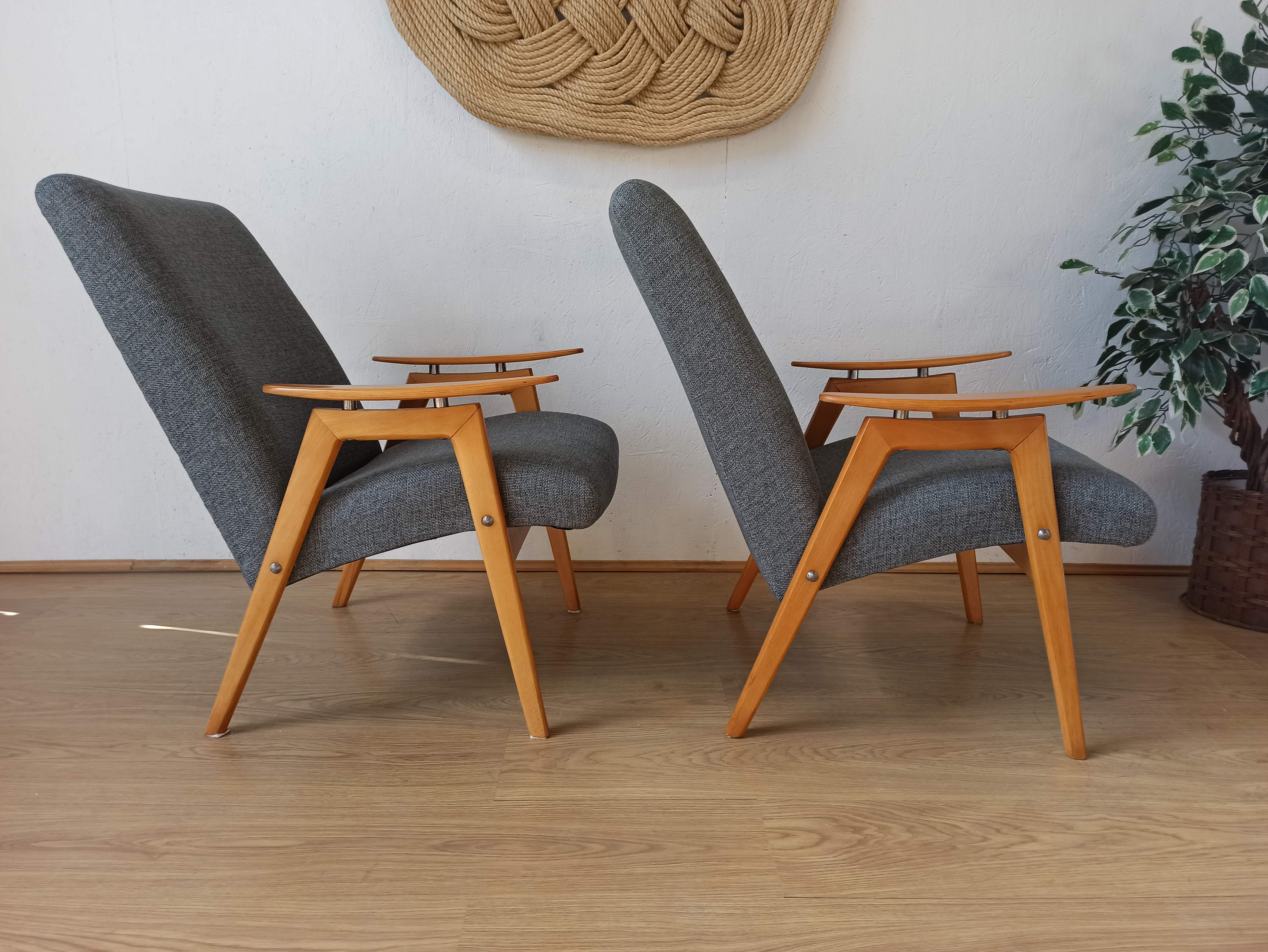 2 designer armchairs by j. šmidek, 1970s.