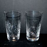 Set of 2 junon water juice glasses in cut crystal cristallerie lorraine lemberg