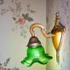 Green glass tulip brass wall sconce light