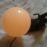 Old table lamp night light globe opaline marble horse rearing regulated