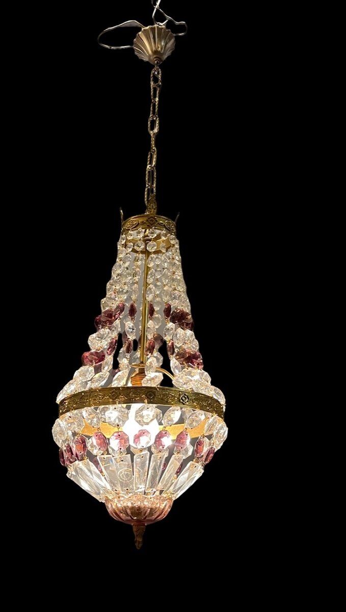 Italian Crystal Basket Chandelier