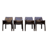 Sedie in cuoio Cab 413 di Mario Bellini per Cassina 1977