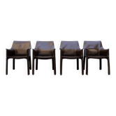 Sedie in cuoio Cab 413 de Mario Bellini pour Cassina 1977