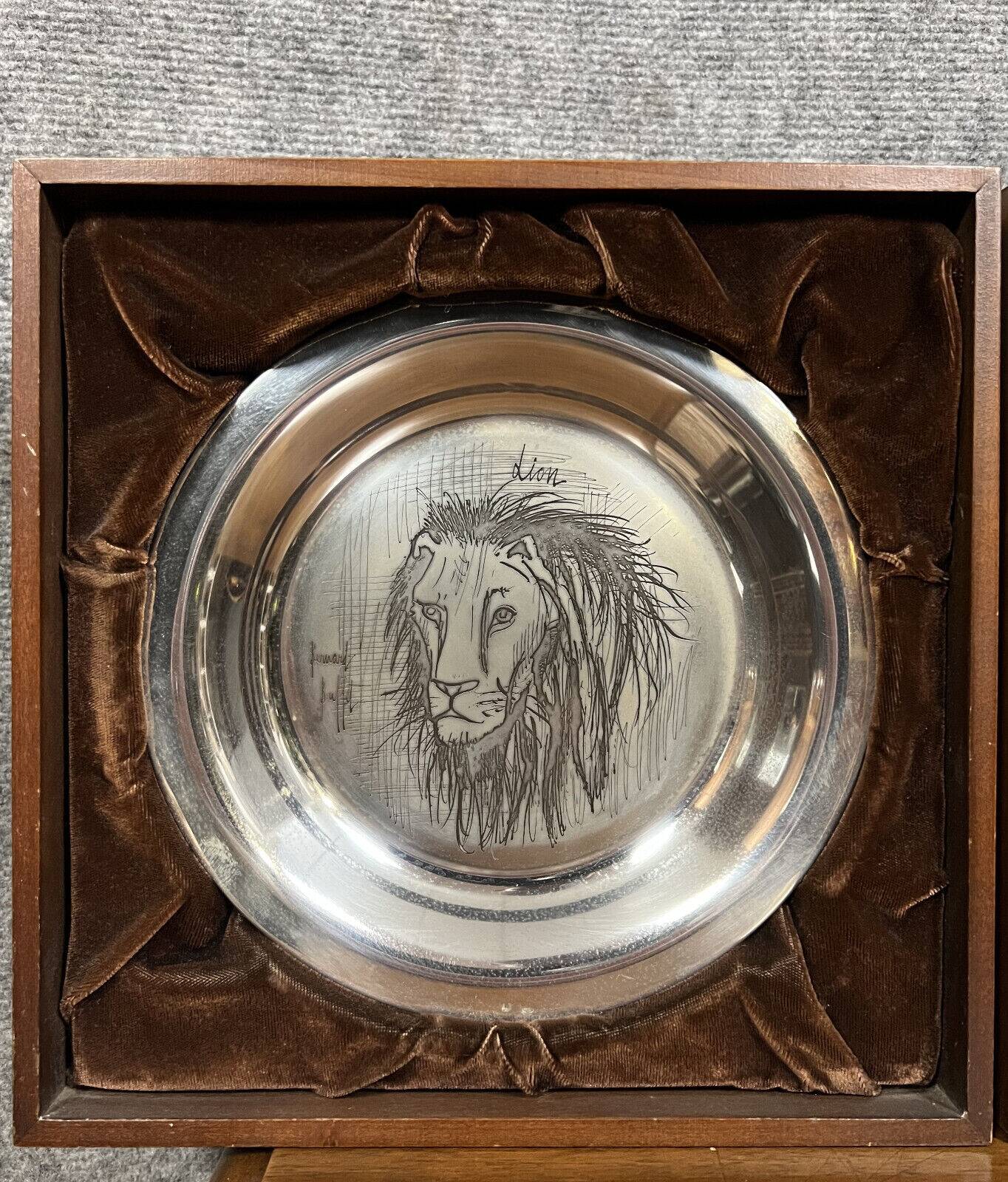 Bernard buffet publisher's medal: etched silver plate representing a lion (1976)