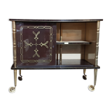 Vitrine meuble bar sur roulettes vintage