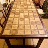 Antique solid oak table and tiled top
