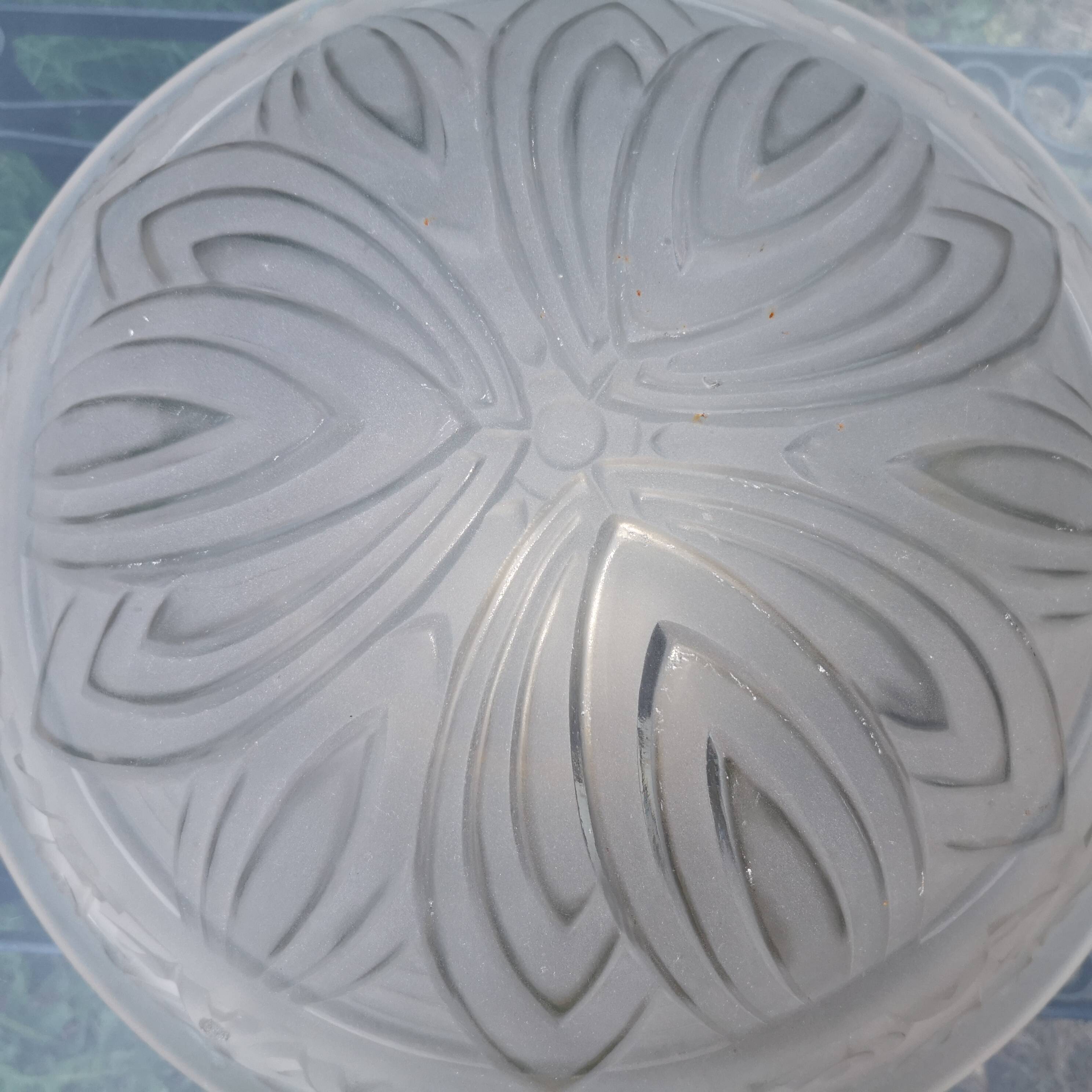 Authentic Vintage Art Deco Molded Glass Ceiling Light - France 1930