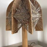 Lamp In Turned Wood And Wool Vintage Scandinavian 1960s