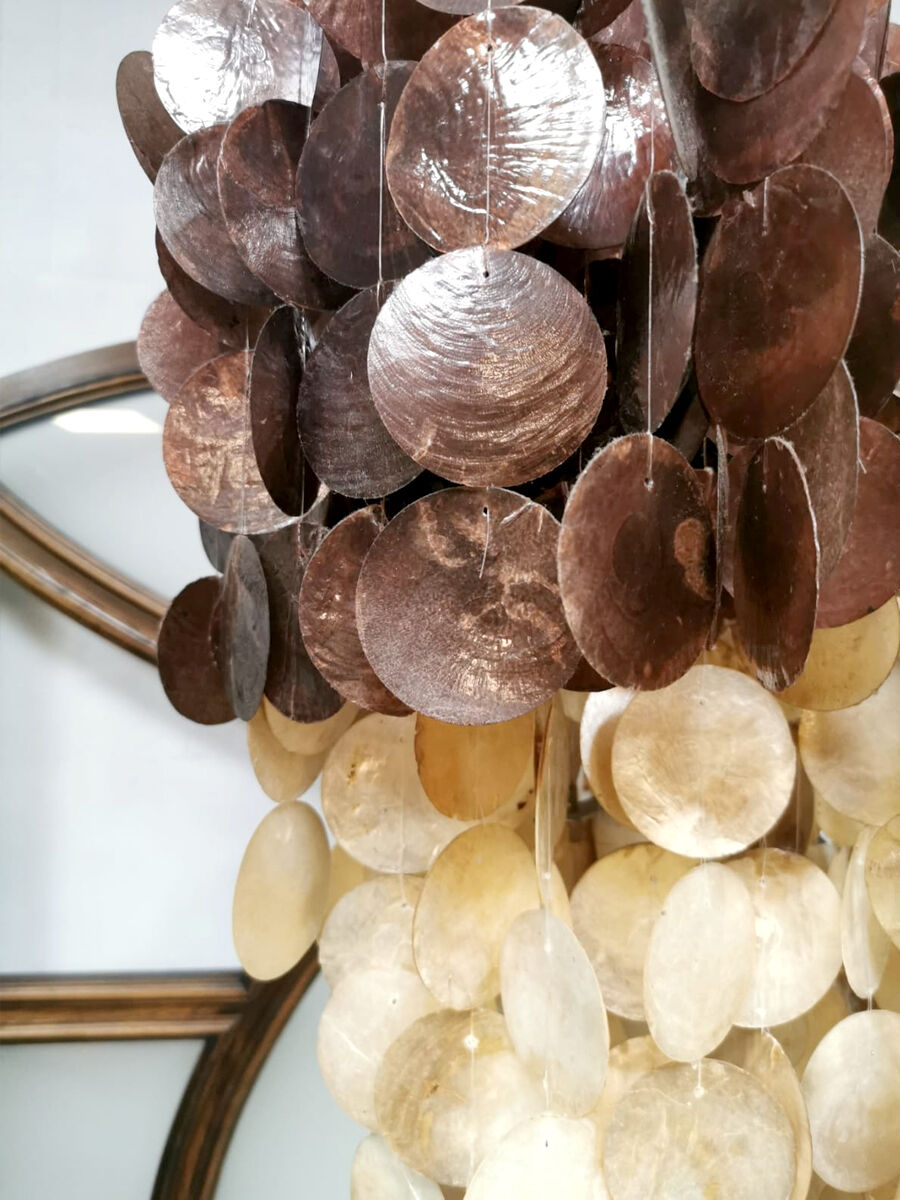 Vintage capiz shell chandelier ‘two tone’