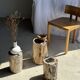 Petrified wood side table, black heart, beige bark, H35 D22 - 3330