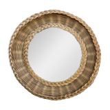 Miroir osier tressé années 50