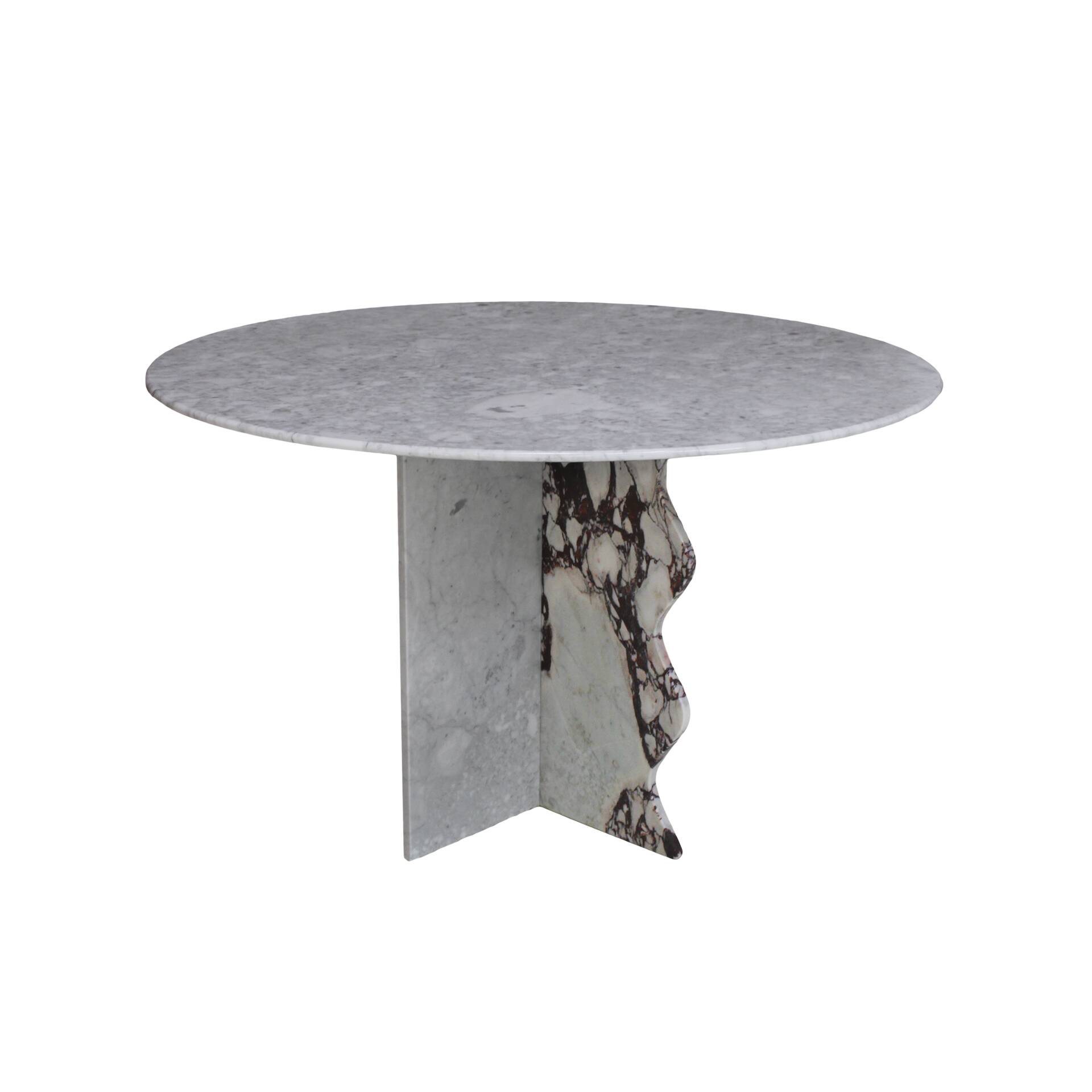 Contemporary Calacatta and Carrara Marble Round Table Designed by L.A. Stud