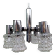 Vintage ceiling light in chrome-plated and cut glass, Targetti 1970 chandelier