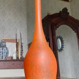 Large Daum Nancy soliflore - orange marbled blown glass - H=41cm