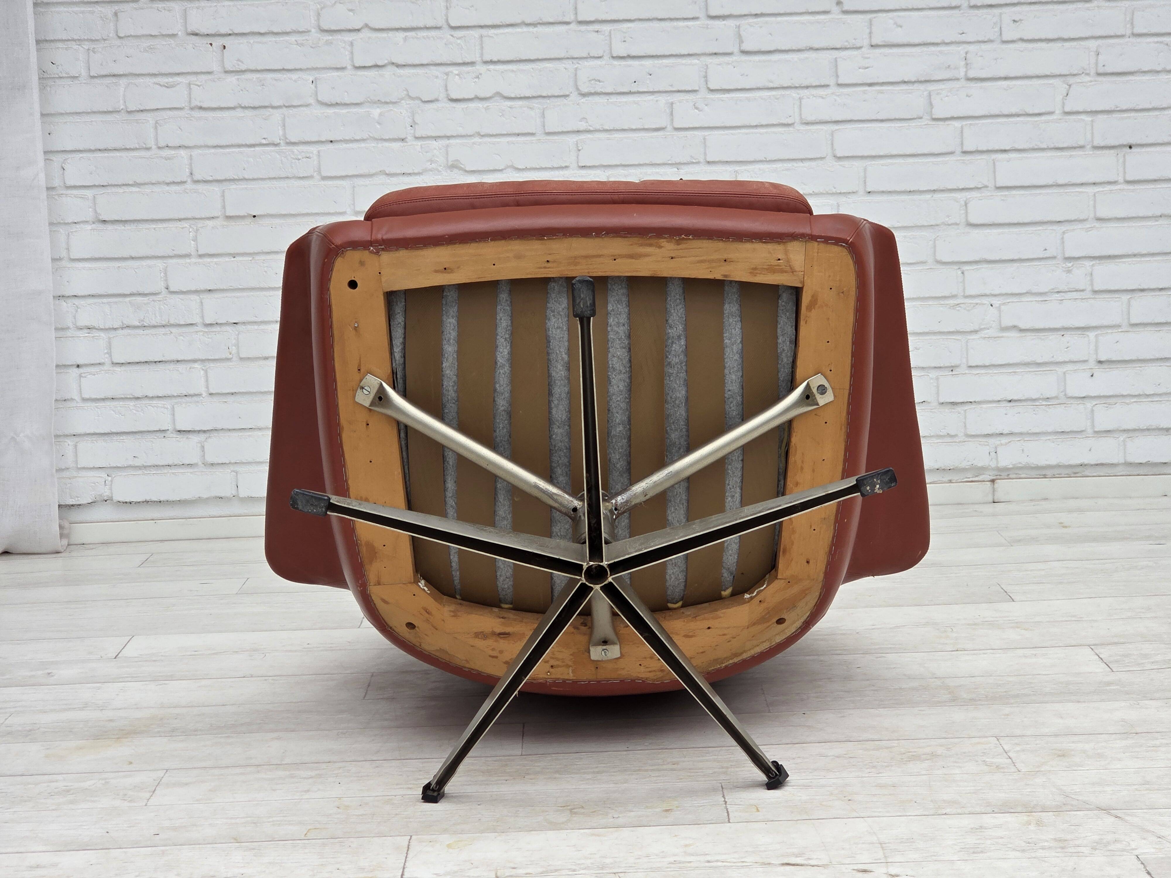 1970s, Danish design by H.W.Klein, swivel armchair, furniture leather.
