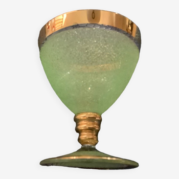 Verre à porto granité sur pied vert 1950s