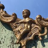 Vintage mirror in solid golden brass