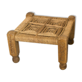 Ethnic teak and rope tabouret
