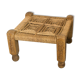 Ethnic teak and rope tabouret