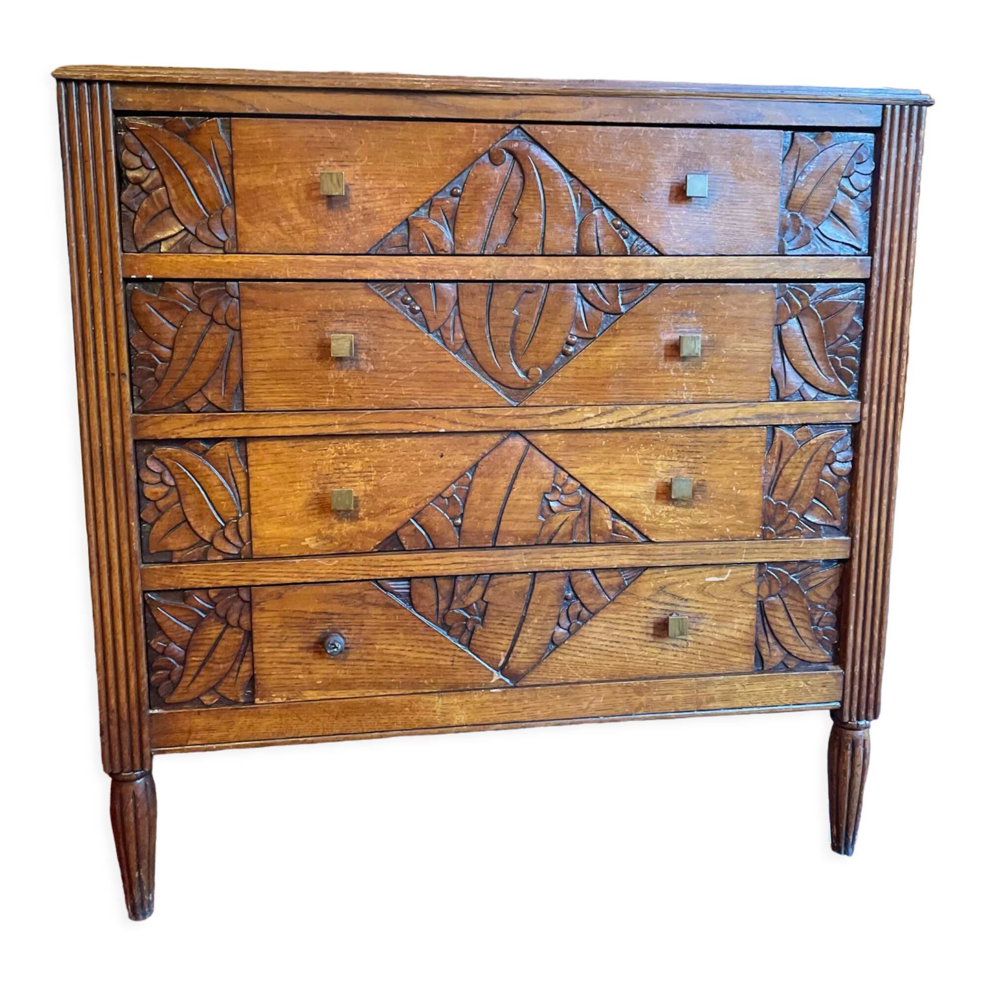 Art Deco oak chest of drawers