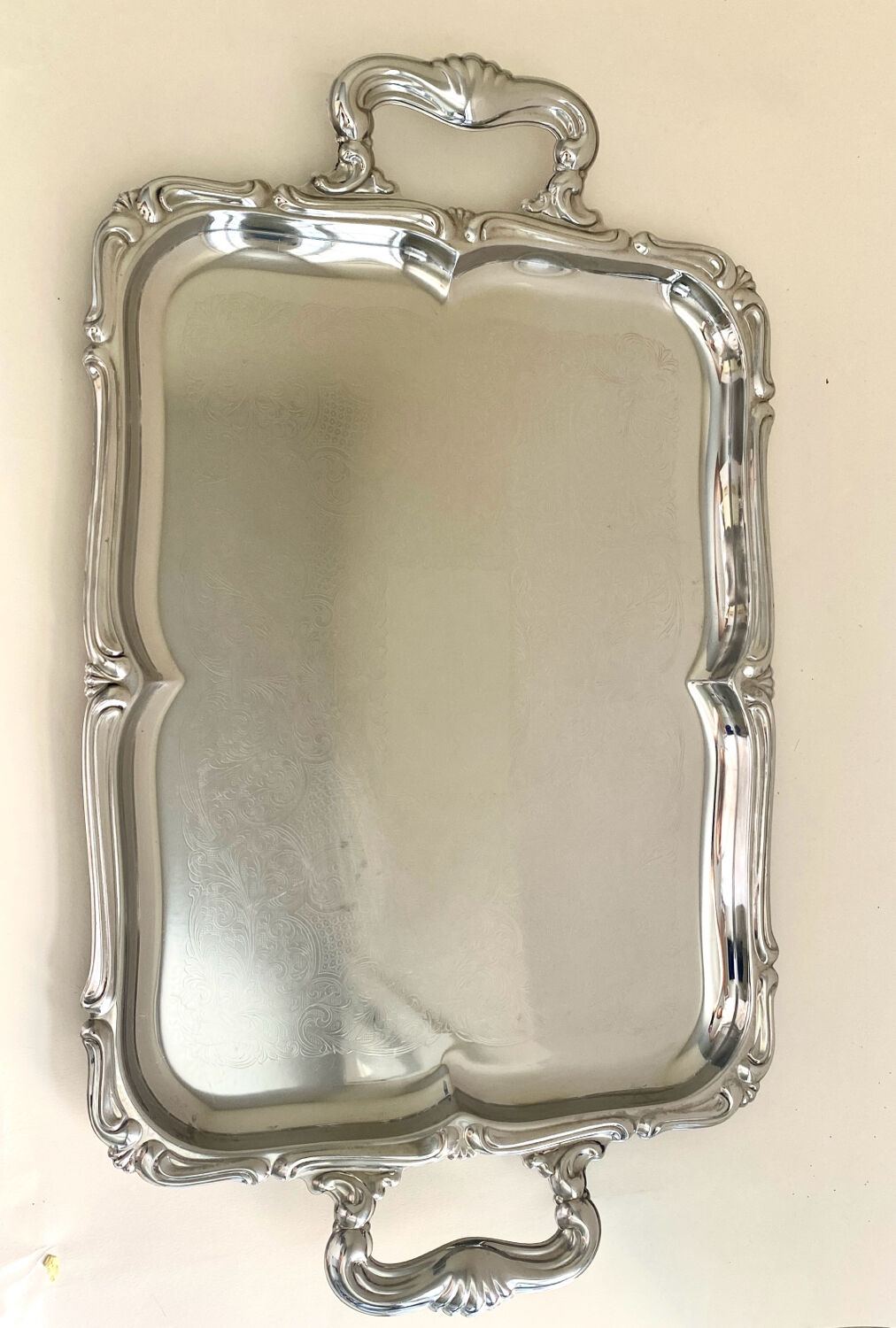 Baroque stainless steel tray Alessi