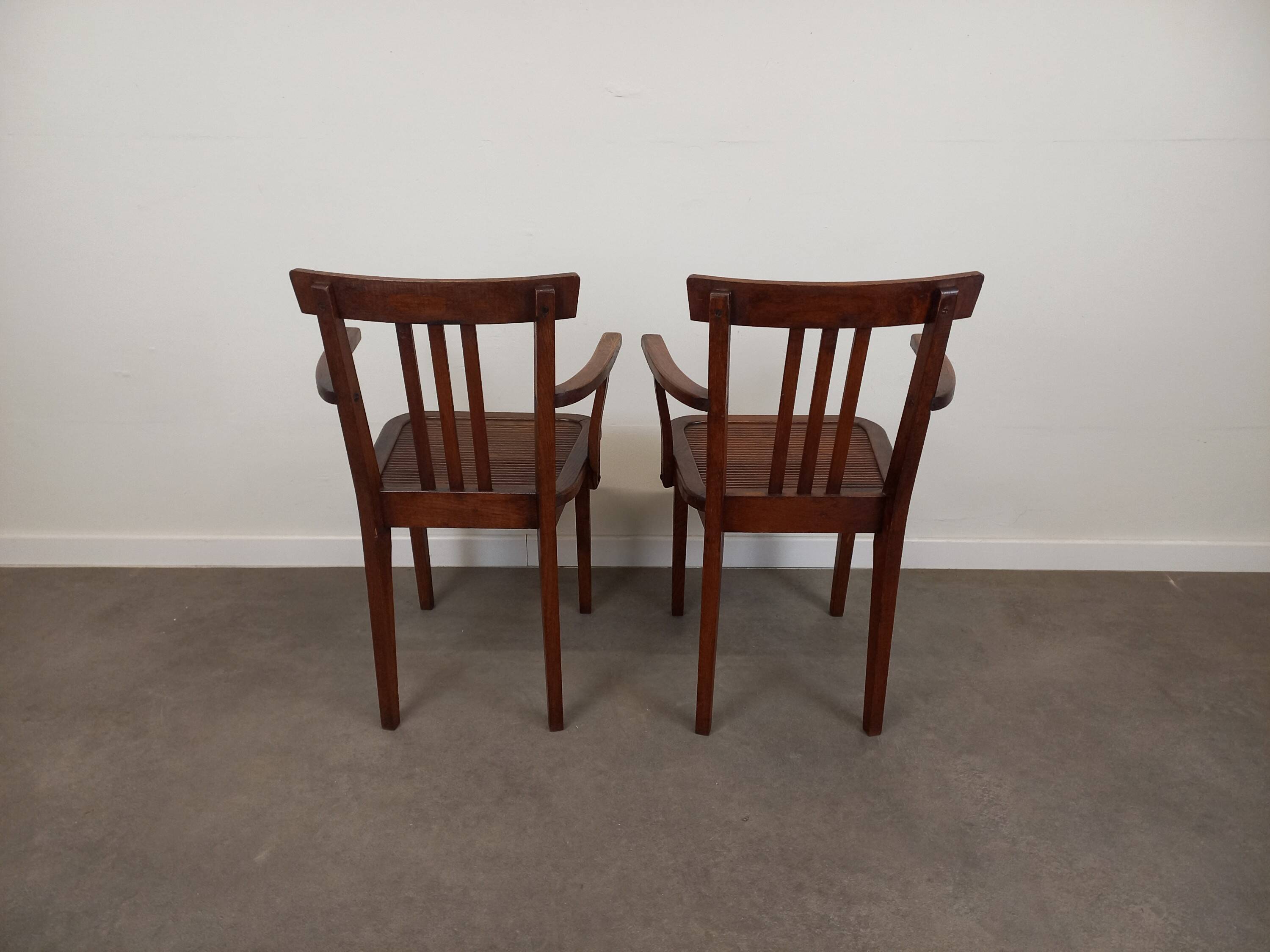 Pair of wooden bridge armchairs