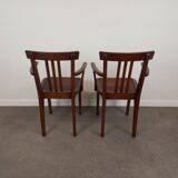 Pair of wooden bridge armchairs