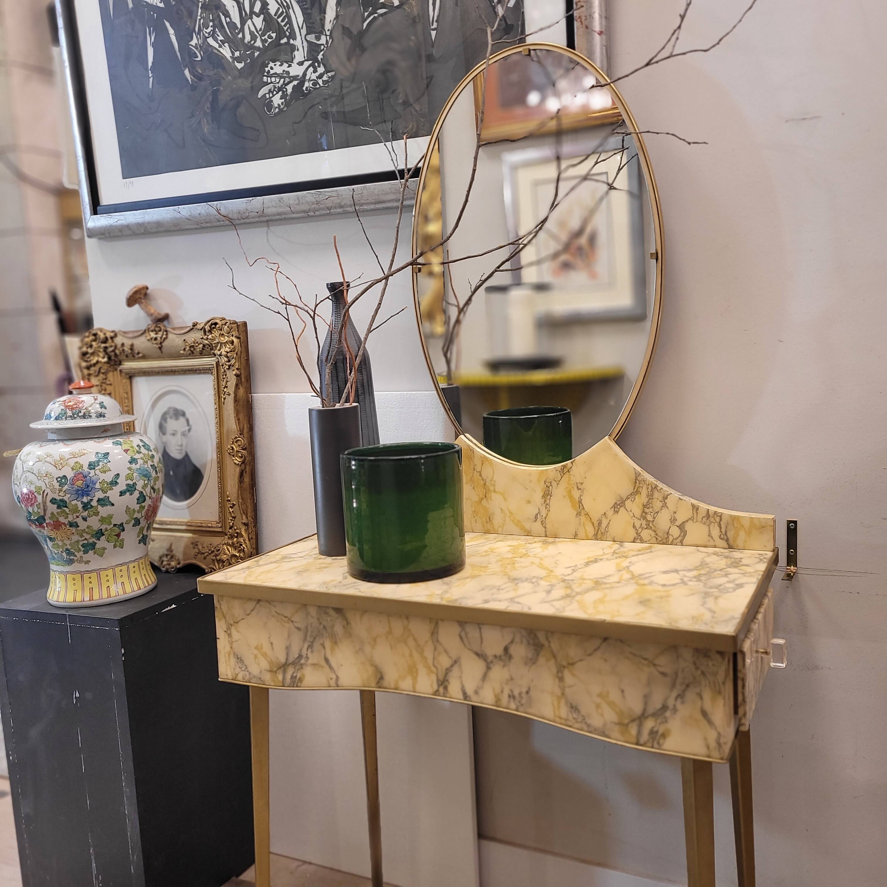 Coiffeuse Art Déco en bois, Italie années 1950