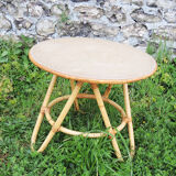 Old armchair & table for children in rattan
