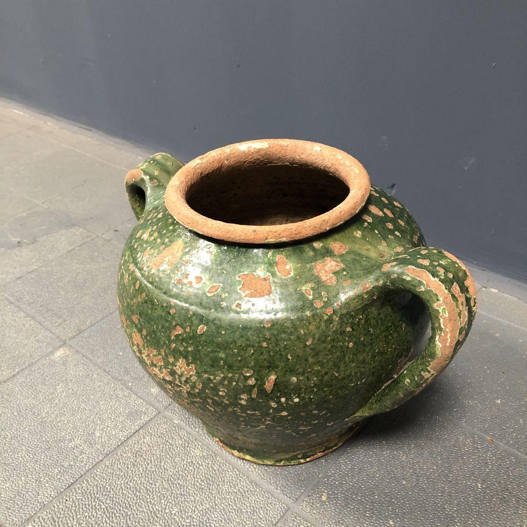 Dark green jug enamelled