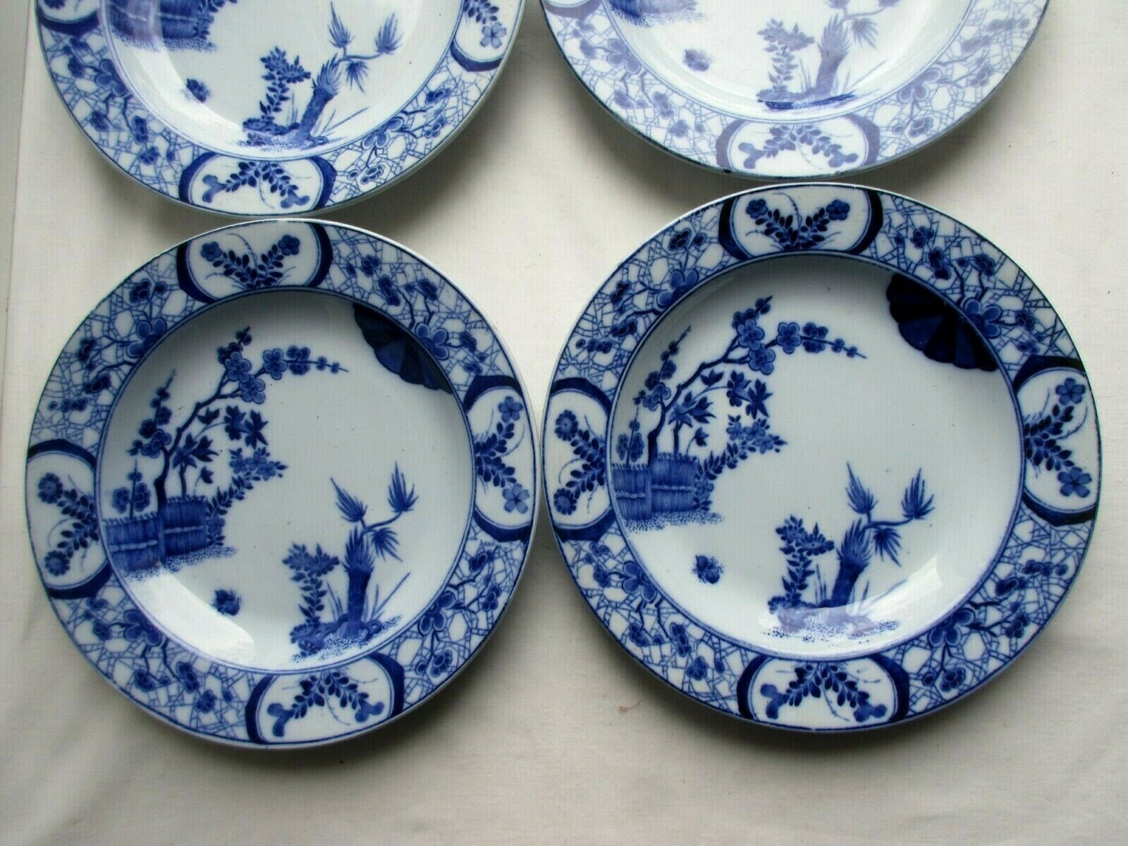 lot of 4 hollow plates Creil Montereau, Model Japan