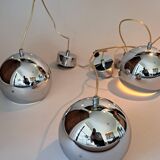 Set of 3 Benny Frandsen modular chrome pendant lights, Denmark 1970/80