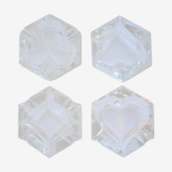 Set of polish crystal ashtrays as of cards