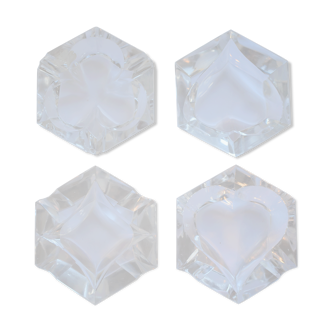 Ensemble de cendriers cristal de pologne as de cartes