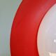 Pair of XXL Space Age wall sconces, orange lacquered metal and opaline, 1960.