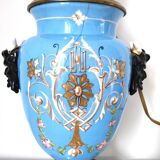 Lamp foot blue vase heads of fauna