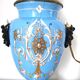 Lamp foot blue vase heads of fauna