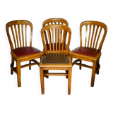 Set of four solid oak monastery style chairs
