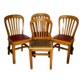 Set of four solid oak monastery style chairs