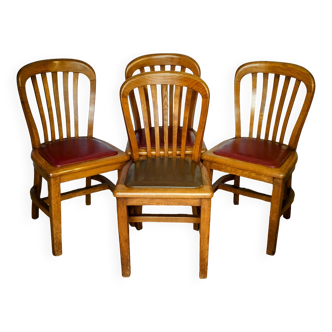 Set of four solid oak monastery style chairs