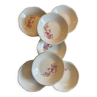 7 Gien soup plates “Peach blossoms”